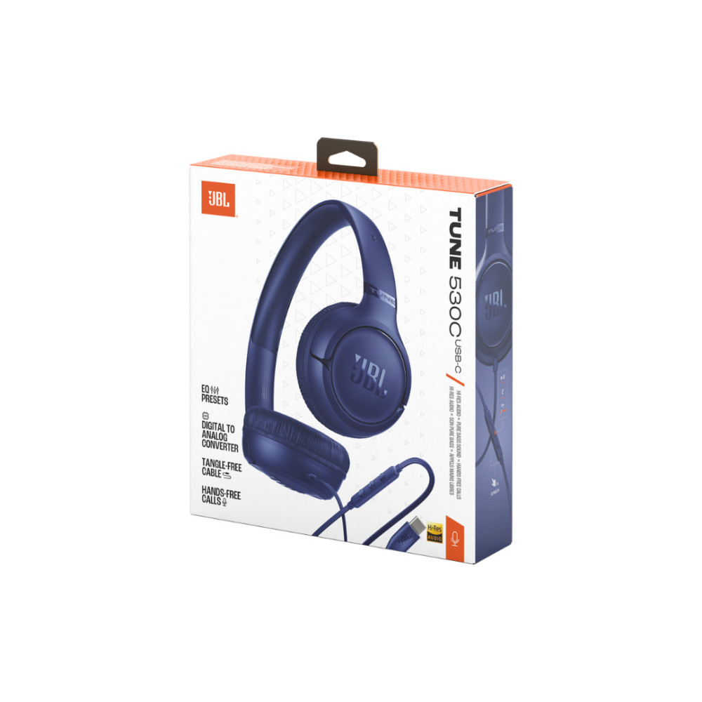 JBL Tune 530C, On-Ear Wired Headphones, USB-C, Hi-Res (Μπλε)