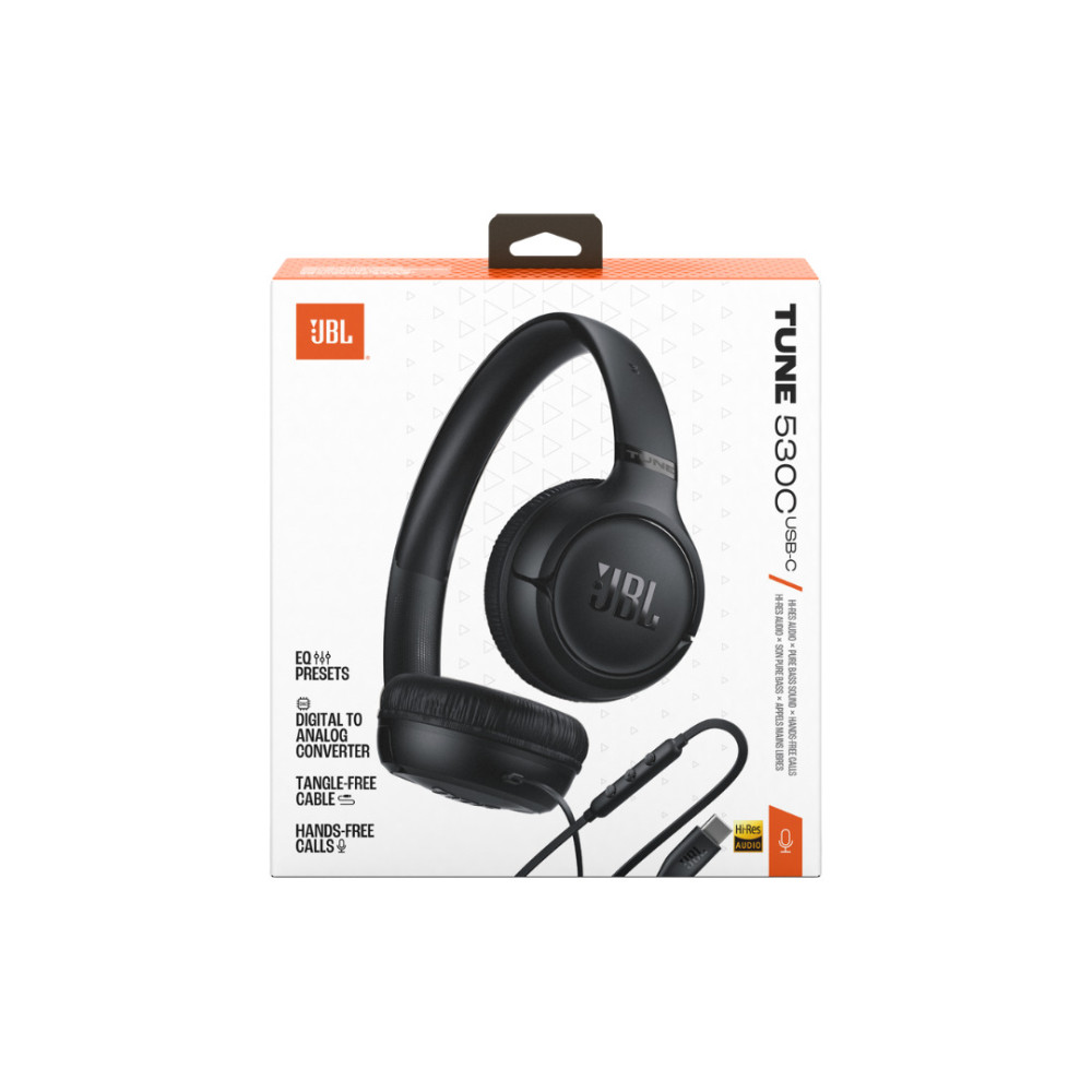 JBL Tune 530C, On-Ear Wired Headphones, USB-C, Hi-Res (Μαύρο)