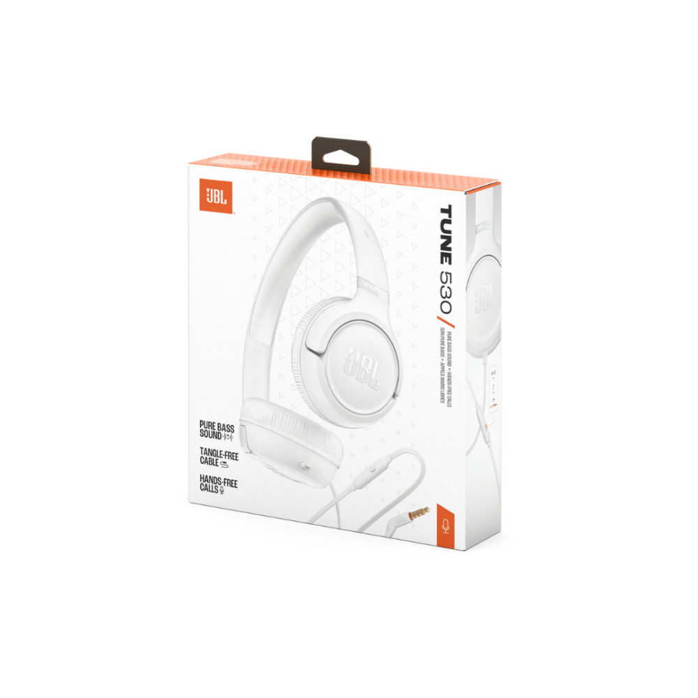 JBL Tune 530, On-Ear Universal Headphones, 1-button mic/rem (Λευκό)