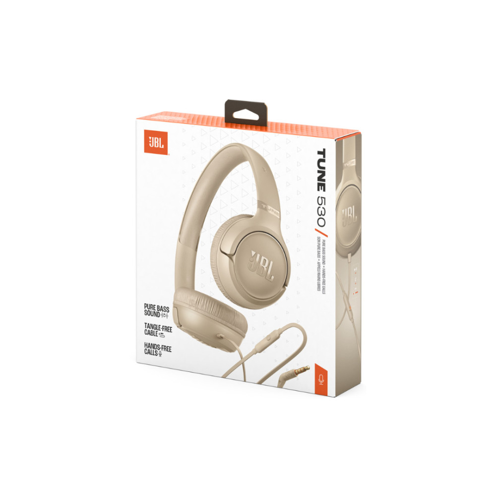 JBL Tune 530, On-Ear Universal Headphones, 1-button mic/rem (Beige)