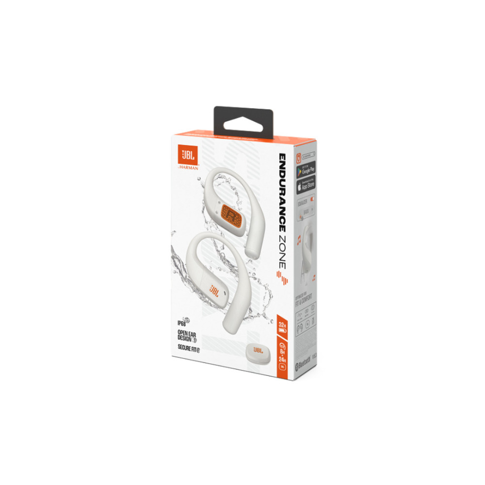 JBL Endurance Zone, True Wireless Open-Ear Sport Headphones, IP68, Touch (Λευκό)