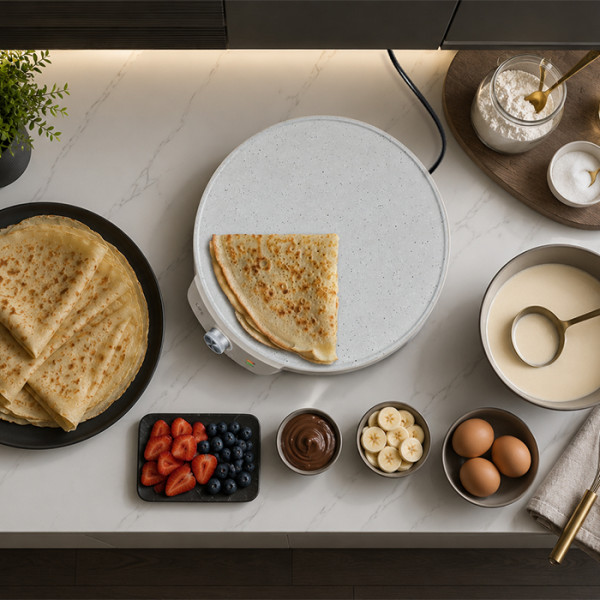 LiFE TERRAZZO Warm Grey Series - Κρεπιέρα με πλάκα κεραμικής επίστρωσης, 1200W