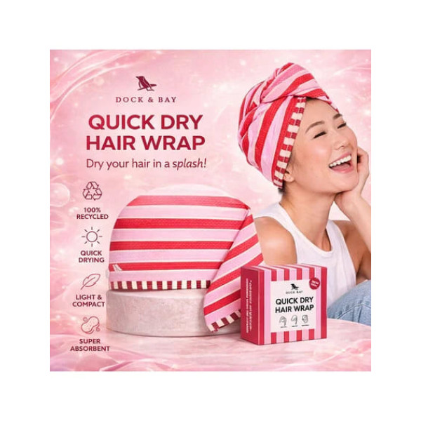 Dock & Bay Πετσέτα Μαλλιών με ελαφριά πικέ ύφανση 63x26cm - Cherry Bomb