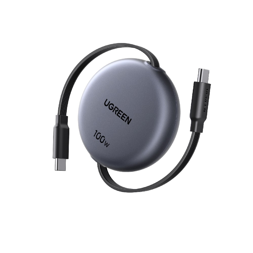 Ugreen L531/65905 Καλώδιο USB-C σε USB-C PD 100W Επαναφερόμενο 1m (Μαύρο)