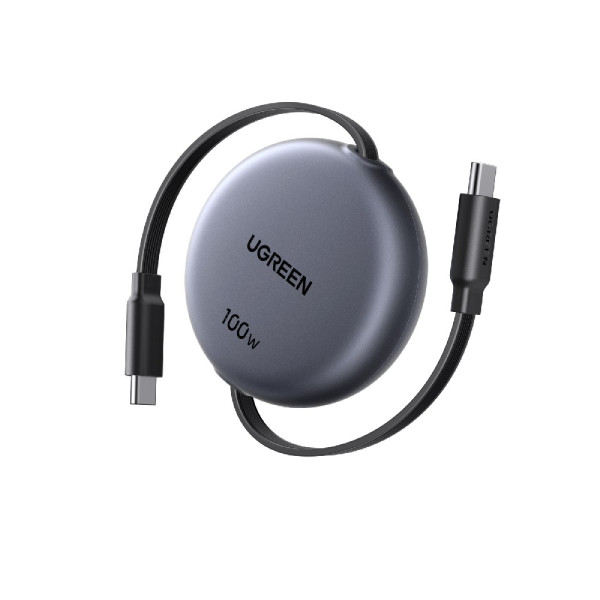 Ugreen L531/65905 Καλώδιο USB-C σε USB-C PD 100W Επαναφερόμενο 1m (Μαύρο)