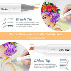 Ohuhu Honolulu Alcohol Art Markers Σετ Μαρκαδόρων 48 χρωμάτων Brush & Chisel