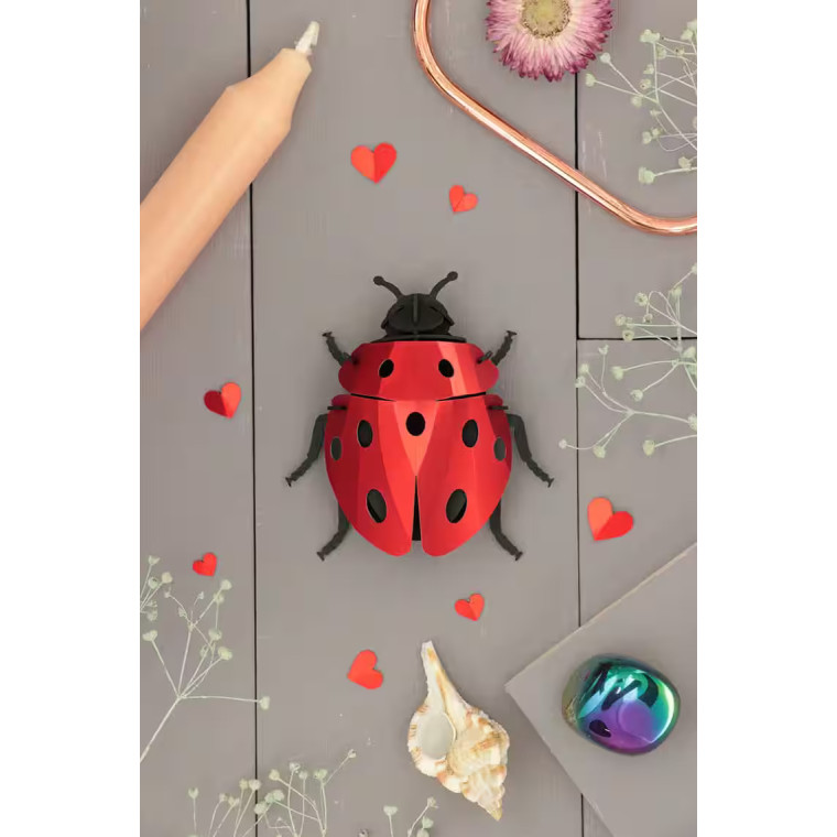 Assembli 3D Paper Ladybug - Ruby Metallic (8 x 7,5 x 3,8 cm)