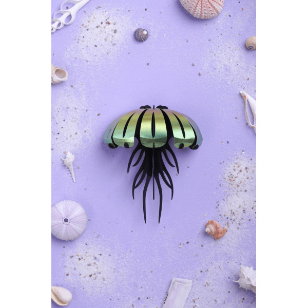 Assembli 3D Paper Jellyfish - Mango Green Metallic (13 x 11 x 6 cm)