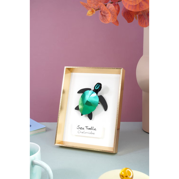 Assembli 3D Paper Sea Turtle baby - Azure Blue Metallic (10,5 x 10 x 4 cm)