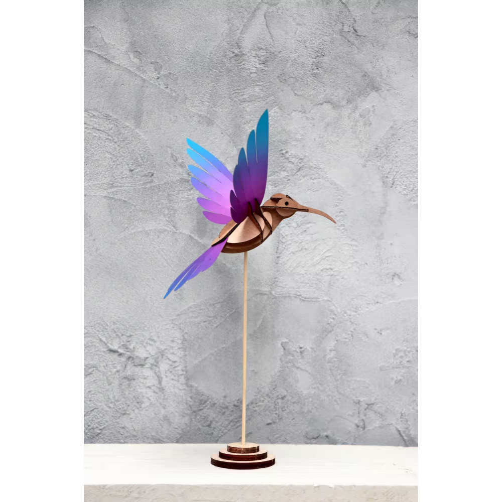 Assembli 3D Paper Colibri - Green Purple (18 x 20 x 10 cm)