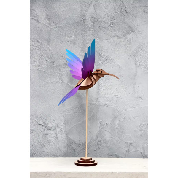 Assembli 3D Paper Colibri - Green Purple (18 x 20 x 10 cm)