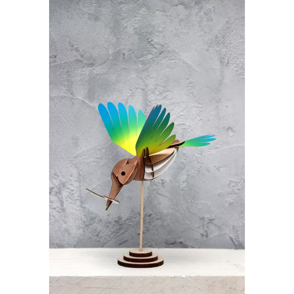 Assembli 3D Paper Kingfisher - Yellow Blue (18 x 20 x 10 cm)