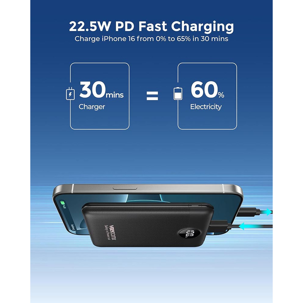 Veektomx VT103 Power Bank 22.5W 10000mAh PD QC 3.0 USB-C (Μαύρο)