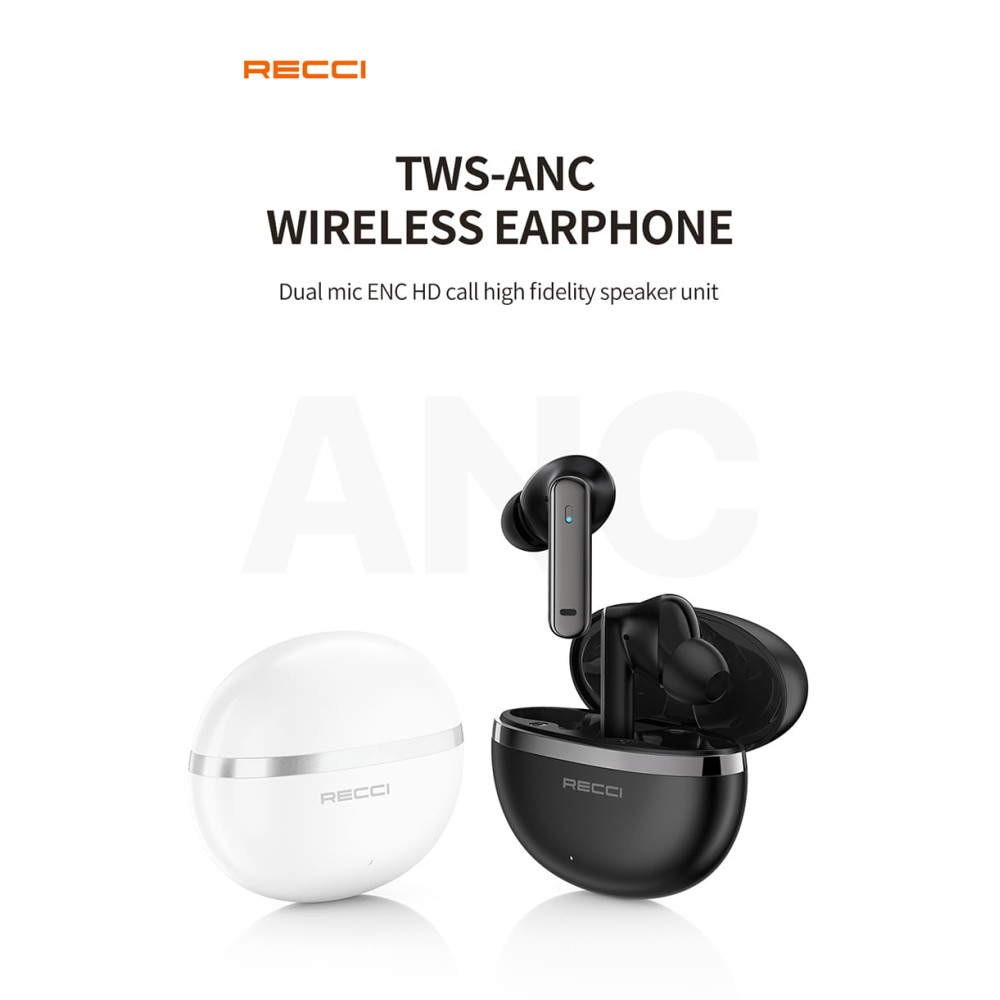 Recci REP-W88 True Wireless ANC ENC BT Earphone (White)