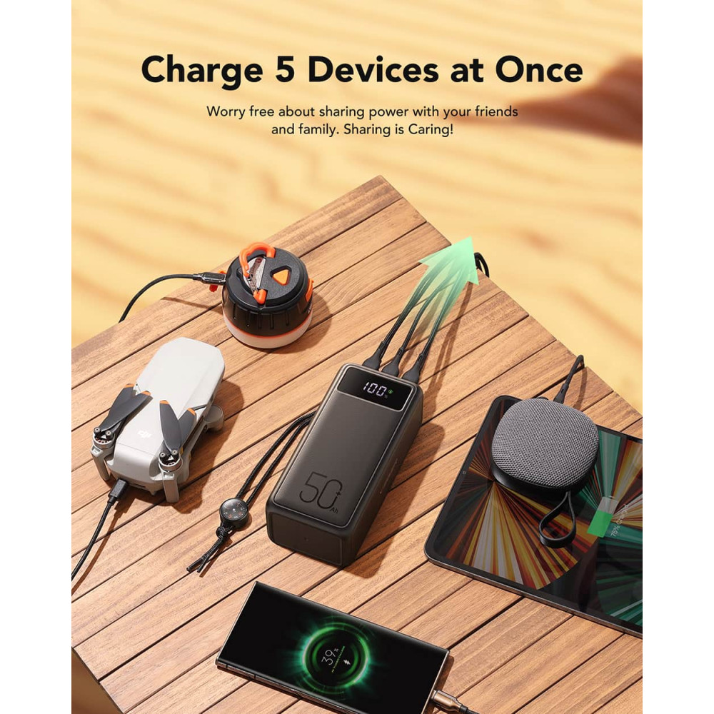 Veger W5001C Tank Boost Power Bank 56000mAh, PD 130W, 3x USB-A, 2x USB-C (Μαύρο)