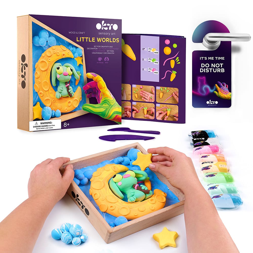 DIY Δημιουργικό Σετ Κατασκευής με Πηλό Wood & Craft Little Worlds Λαγουδάκι στο Φεγγάρι