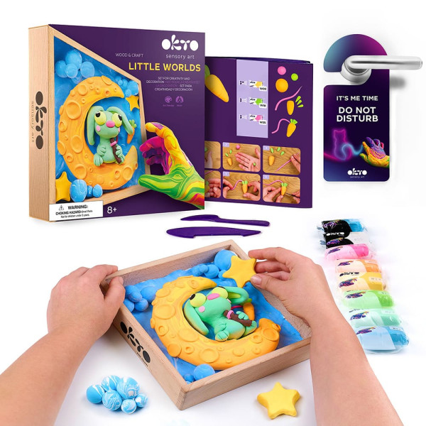 DIY Δημιουργικό Σετ Κατασκευής με Πηλό Wood & Craft Little Worlds Λαγουδάκι στο Φεγγάρι
