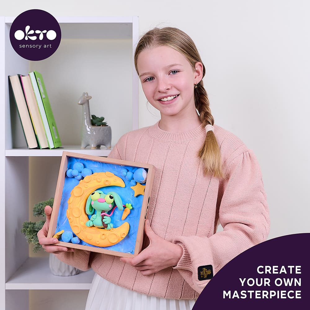 DIY Δημιουργικό Σετ Κατασκευής με Πηλό Wood & Craft Little Worlds Λαγουδάκι στο Φεγγάρι