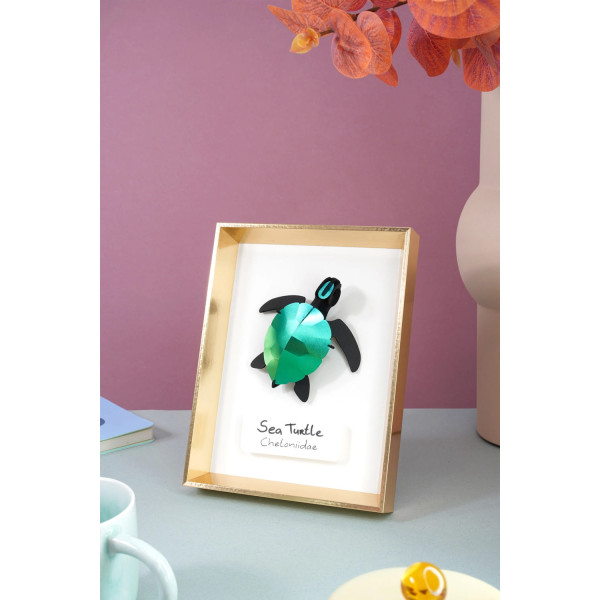 Assembli 3D Paper Sea Turtle baby - Caribbean Green Metallic (10,5 x 10 x 4 cm)