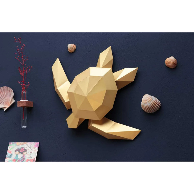 Assembli 3D Paper Sea Turtle - Satin Gold (47 x 41 x 9 cm)