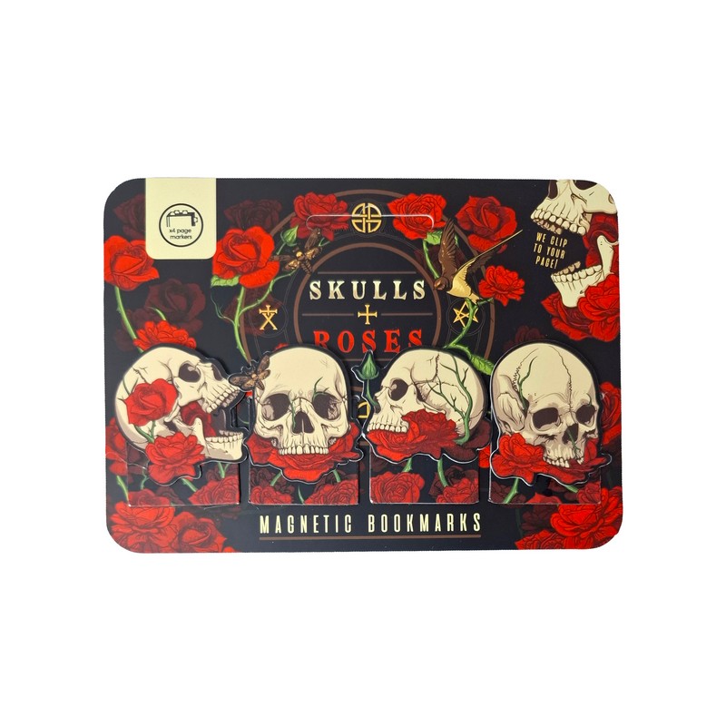 Puckator Μαγνητικοί Σελιδοδείκτες Skulls & Roses 4τμχ
