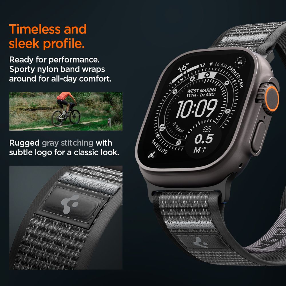 Spigen ATHLEX AIR 2 Λουράκι για Apple Watch 8 / 9 / 10 / 11 / SE / ULTRA (44 / 45 / 46 / 49 mm) (ACTIVE BLACK / GREY)