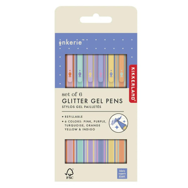 Kikkerland Inkerie Σετ με 6 Glitter Gel Pens