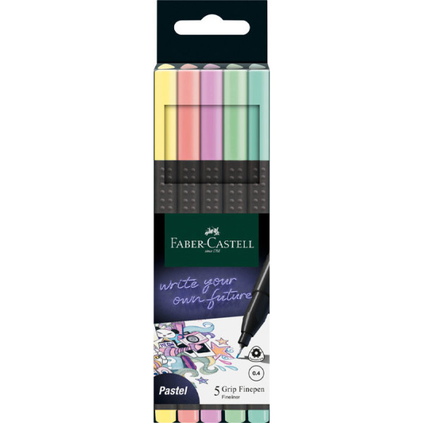 Faber Castell Μαρκαδόροι Grip Finepen 0.4 Παστέλ 5τμχ