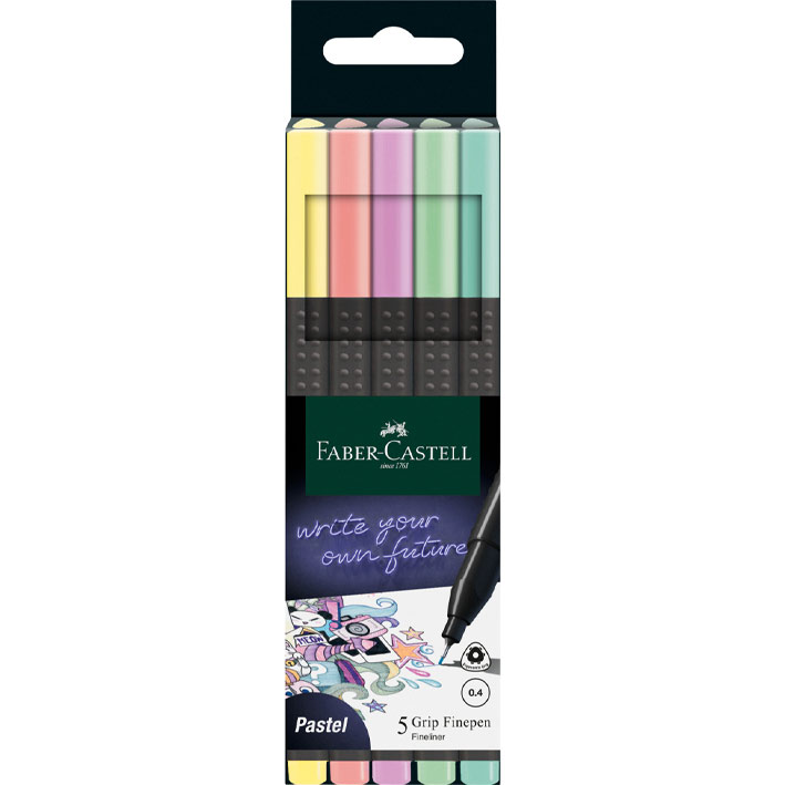Faber Castell Μαρκαδόροι Grip Finepen 0.4 Παστέλ 5τμχ