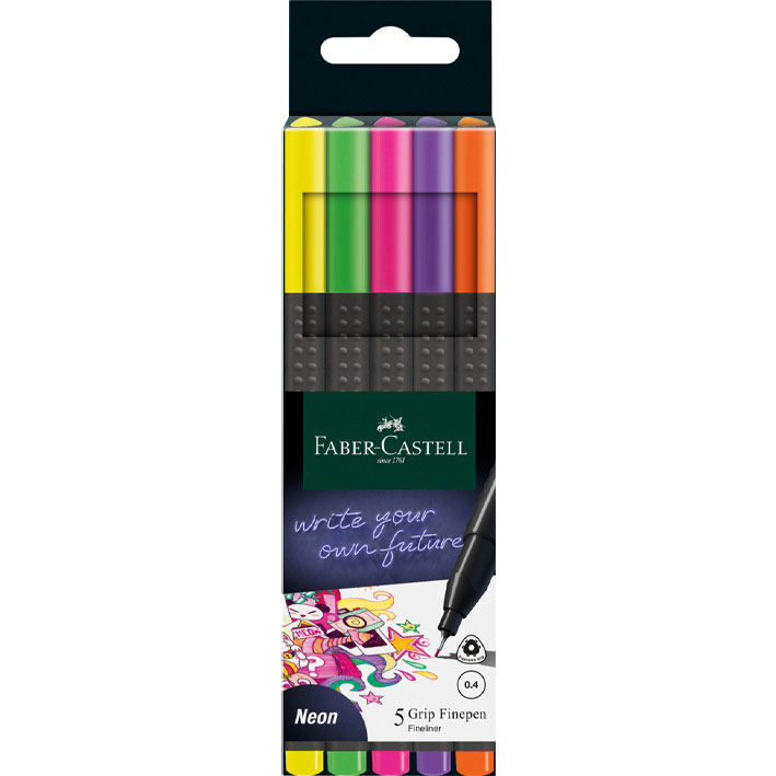 Faber Castell Μαρκαδόροι Grip Finepen 0.4 Neon 5τμχ