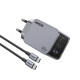 Ugreen X755/25871 φορτιστής 3 Θέσεων GaN PD 65W + καλώδιο USB-C 100W 1.5m (Γκρι)