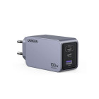 Ugreen X757/25874 φορτιστής 3 Θέσεων GaN PD 100W  + καλώδιο USB-C 100W 1.5m (Γκρι)