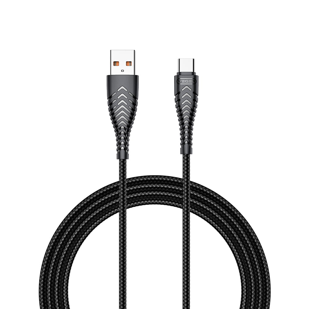 Veger V104 Καλώδιο Φόρτισης USB-A σε USB-C 1.2m (Μαύρο)