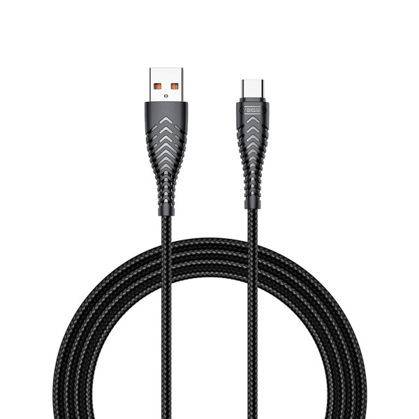 Veger V104 Καλώδιο Φόρτισης USB-A σε USB-C 1.2m (Μαύρο)