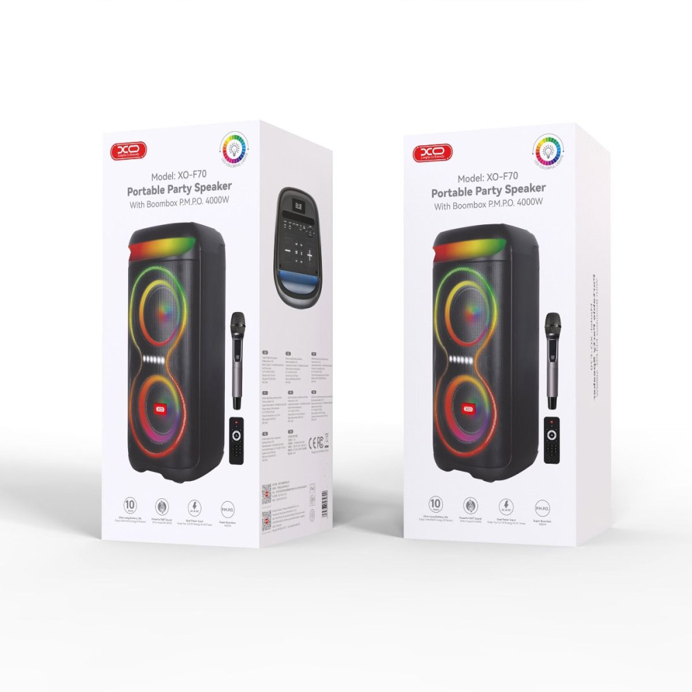 XO F70 Ηχείο Bluetooth με ασύρματο μικρόφωνο, τηλεχειριστήριο και RGB φωτισμό