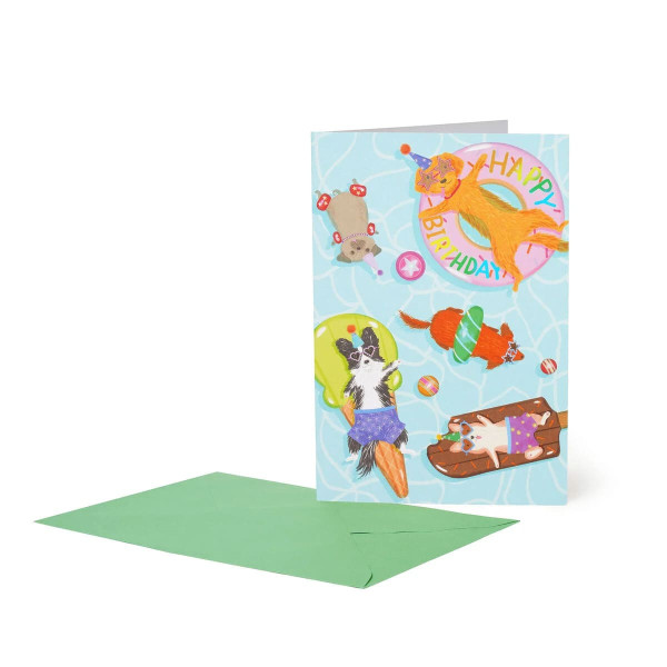 Legami Ευχετήρια Κάρτα - Large - Birthday Card Pool Dogs (11,5 x 17 cm)