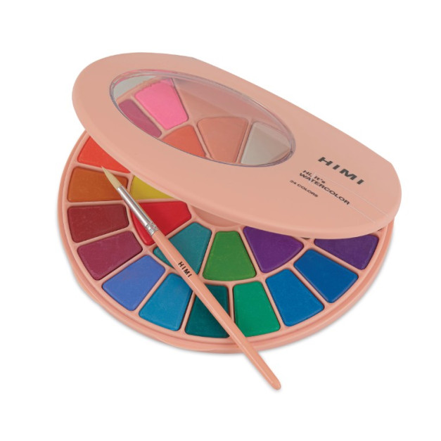 HIMI Watercolour Paint Pan Σετ 24 Χρωμάτων Pink Case
