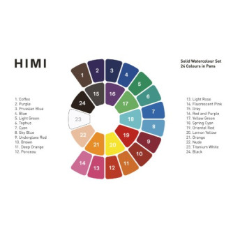 HIMI Watercolour Paint Pan Σετ 24 Χρωμάτων Blue Case
