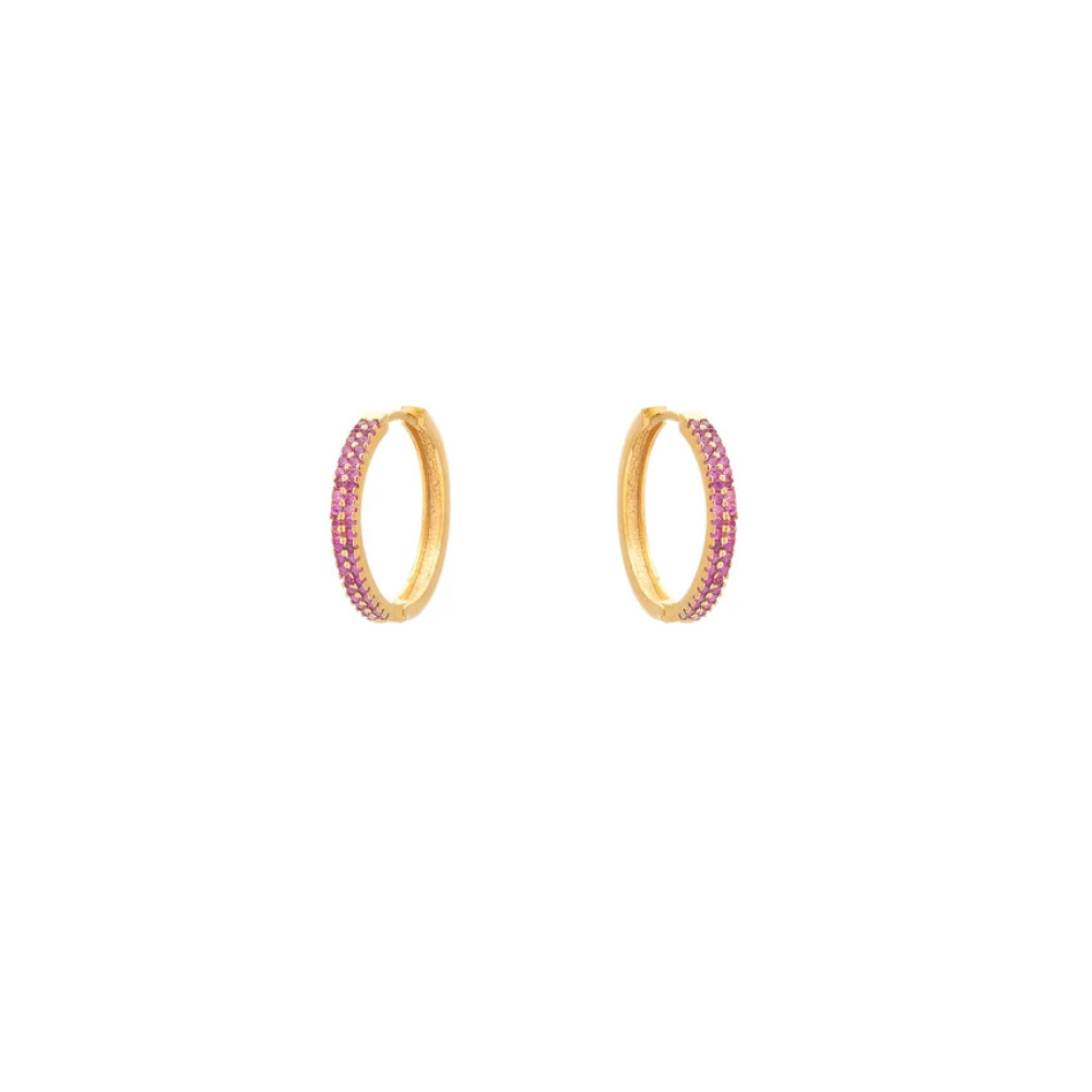 LifeLikes Σκουλαρίκια Κρικάκι Double Zircon Φούξια (Χρυσό)