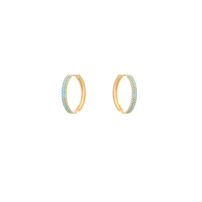 LifeLikes Σκουλαρίκια Κρικάκι Double Zircon Τιρκουάζ (Χρυσό)