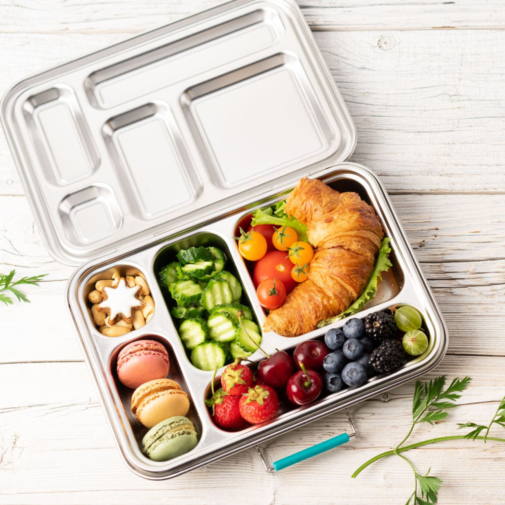 Lekkabox Grande Ανοξείδωτο Φαγητοδοχείο με 5 χωρίσματα (Petrol)