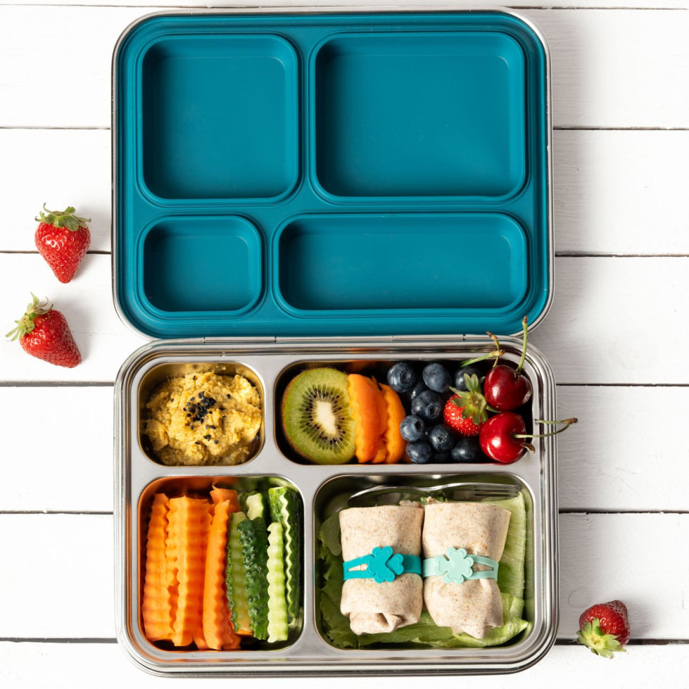 Lekkabox Maxi Ανοξείδωτο Φαγητοδοχείο με 4 χωρίσματα (Blue)