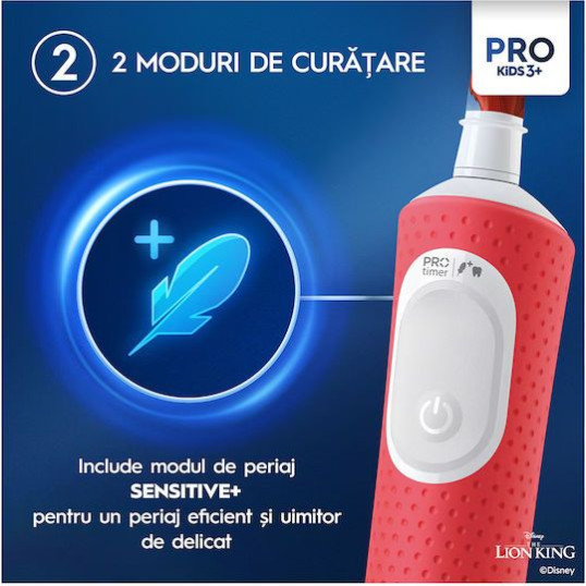 Oral-B Vitality Pro Παιδική Ηλεκτρική Οδοντόβουρτσα με Χρονόμετρο για 3+ Χρονών & Θήκη Ταξιδιού (Lion King)