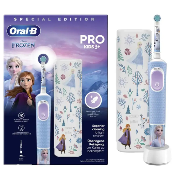 Oral-B Vitality Pro Παιδική Ηλεκτρική Οδοντόβουρτσα με Χρονόμετρο για 3+ Χρονών & Θήκη Ταξιδιού (Frozen)