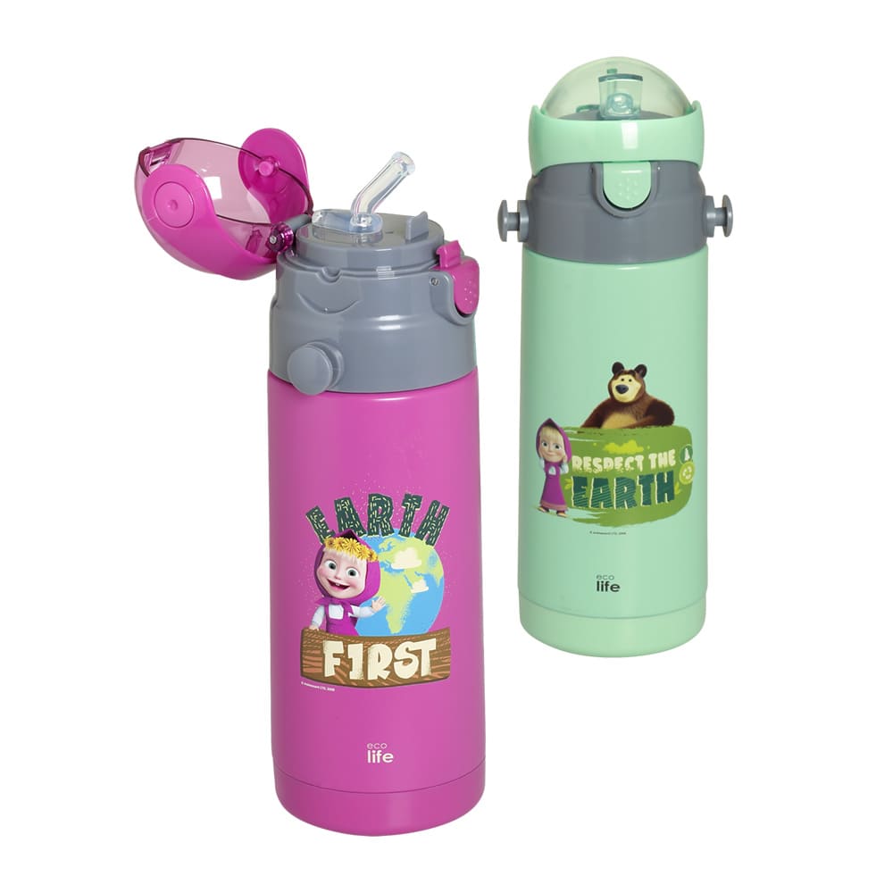 EcoLife Kids Thermos Ανοξείδωτο Μπουκάλι Θερμός 'Masha -Respect Earth' Mint 400ml