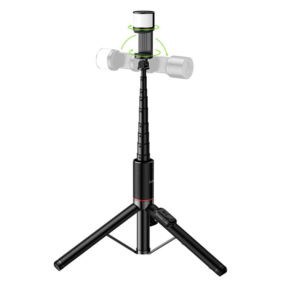 Hoco K34 Selfie Stick Tripod με Τηλεκοντρόλ + LED light (Μαύρο)