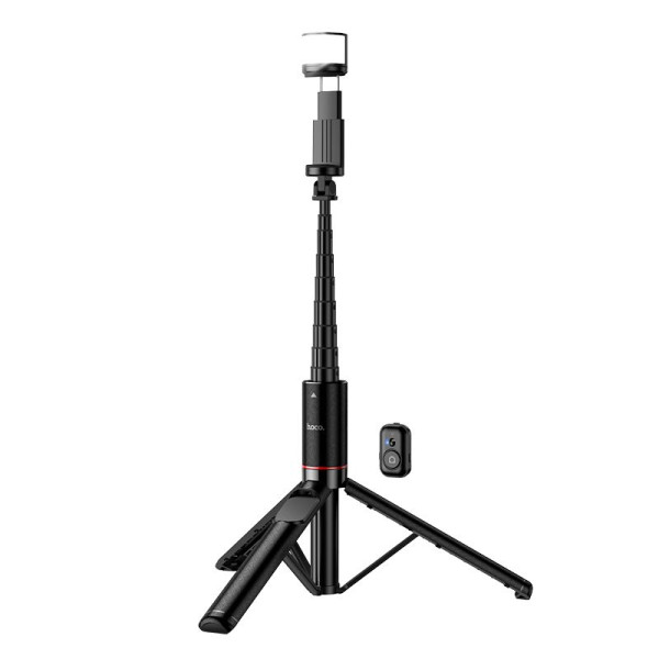 Hoco K34 Selfie Stick Tripod με Τηλεκοντρόλ + LED light (Μαύρο)