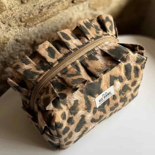 Miss Minimal Zipper Box Νεσεσέρ Brown Leopard (22 x 13 x 23 cm)