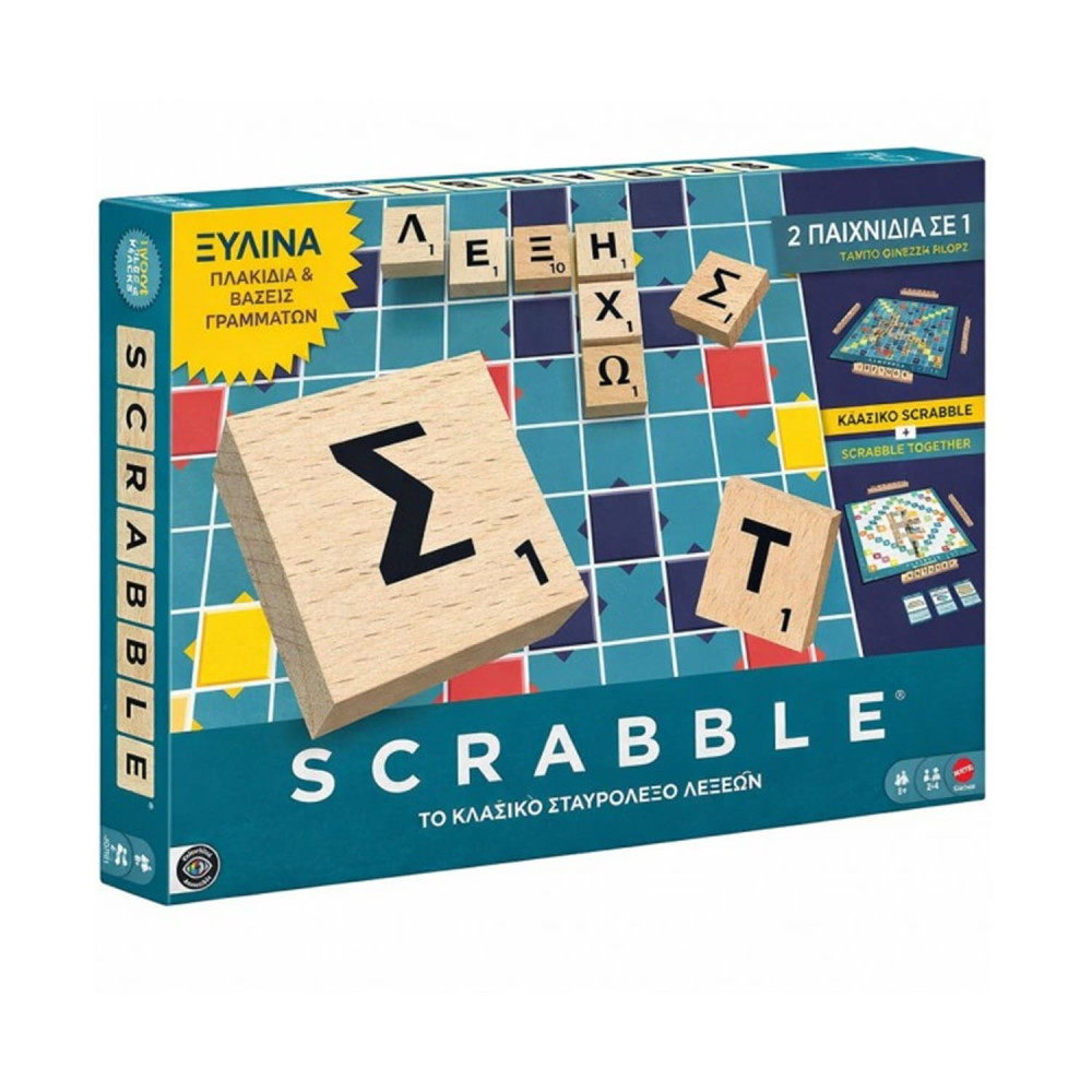 Mattel Games Family: Scrabble - Scrabble Επιτραπέζιο με Ξύλινα Γράμματα (JLJ58)