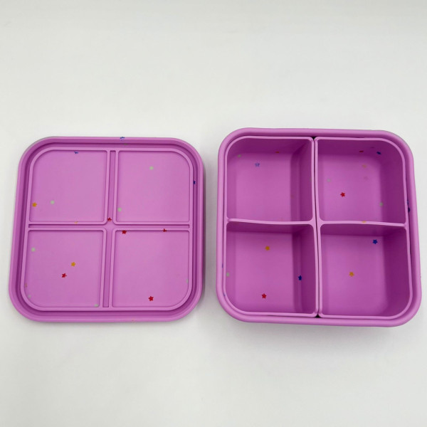 Dodo's Land FabFour Bento Box Φαγητοδοχείο Σιλικόνης με 4 Αποσπώμενα Χωρίσματα – Starlight Pink